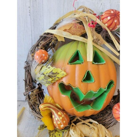 Jack O'Lantern wreath fiber optic AS IS Halloween board Decor prop - Picture 3 of 10